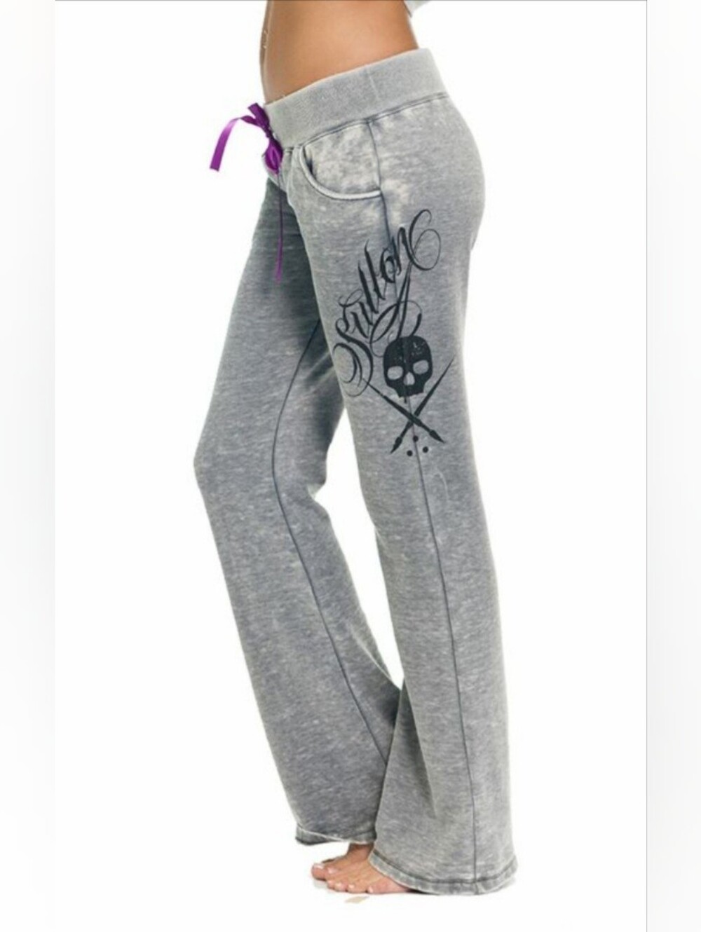 Sullen Clothing Angel Break Burned out Graphic Fleece Pants, Size S
